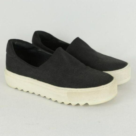 J/Slides Women's Size 8 Black Snake Print Vegan Leather Slip On Platform Sneaker - Picture 1 of 10
